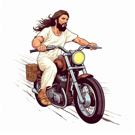 Jesus Christ Is Riding Motorcycle clipart, Cartoon, hyper realistic ...