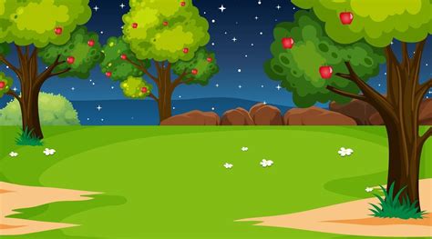 Blank nature park landscape at night scene 2728975 Vector Art at Vecteezy