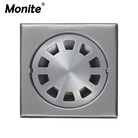 Nickel Brushed 4 inch 304 Stainless Steel Shower Square Bathroom Floor ...