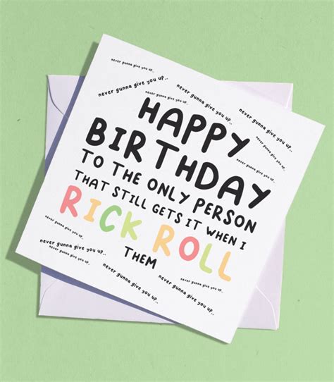 Rick Roll Card / Funny Birthday Card / Rick Astley Card / Meme - Etsy Ireland