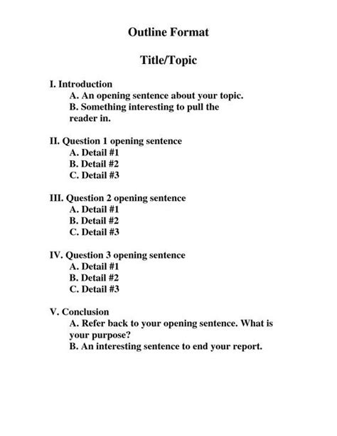 Mla Style Outline Format