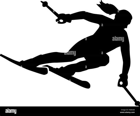 Woman Skier silhouette Stock Vector Image & Art - Alamy