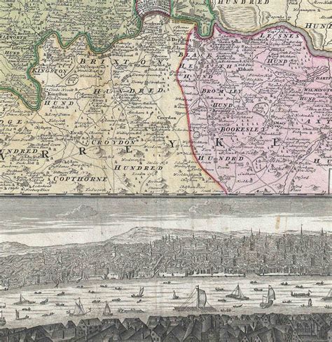 Old Map of London, England and Environs 1741 by Homann – The Old London Map Company