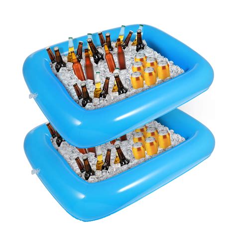 Frcolor Inflatable Cooler Bar Pool Food Serving Drink Buffet Tray Holder Floating Salad Ice ...