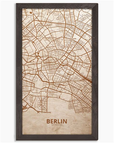 Berlin Map Wall Art Berlin Wooden Map Germany Map Art - Etsy