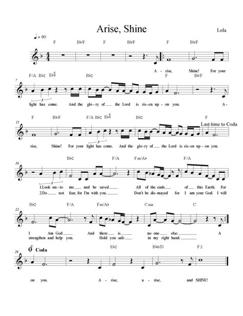 Arise, Shine – Lead Sheet – Shimmersong Music