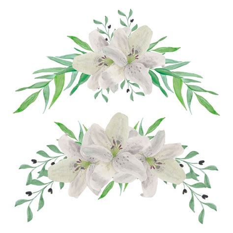 Vintage lily flower arrangement watercolor set 1213814 Vector Art at Vecteezy