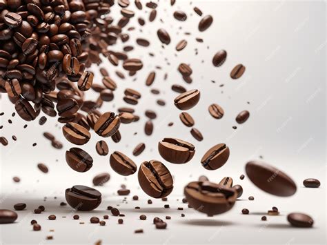 Premium AI Image | Falling Coffee Beans Isolated on a White or ...