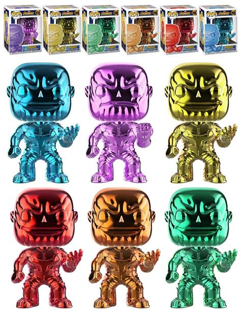 Funko POP! Marvel Avengers Infinity War Thanos Chrome Bundle (6 POPs ...