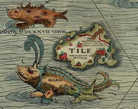 Map of the mythical Island of Thule. For many years, it was commonly thought that Thule was one ...