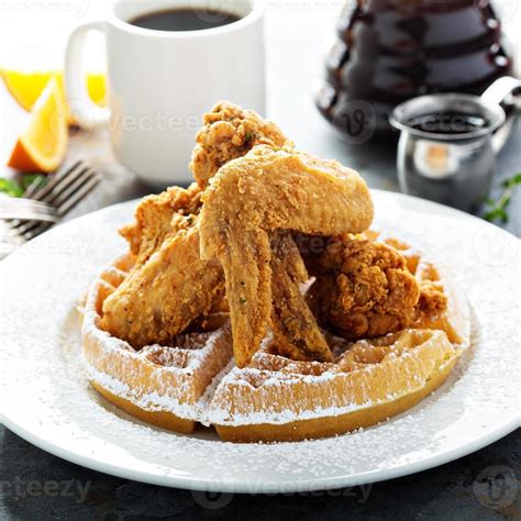 Fried chicken and waffles 15760869 Stock Photo at Vecteezy