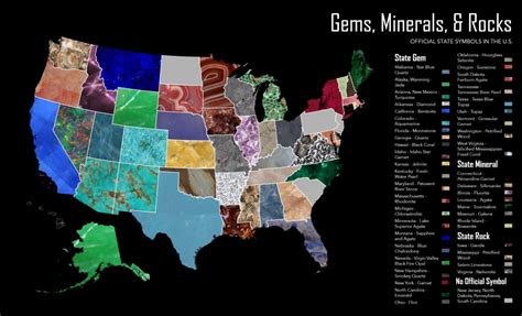 Official gems, minerals and rocks symbols of every U.S. state mapped - Vivid Maps