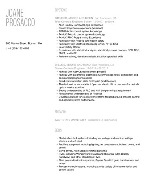 Controls Engineer Resume Samples | Velvet Jobs