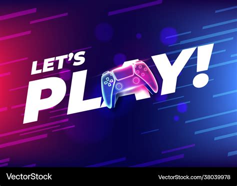 Lets play neon game controller or joystick Vector Image