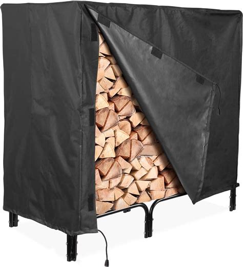 YINETTECH Black Firewood Log Rack Protection Cover Waterproof Polyester Covers Rain Canopy Home ...