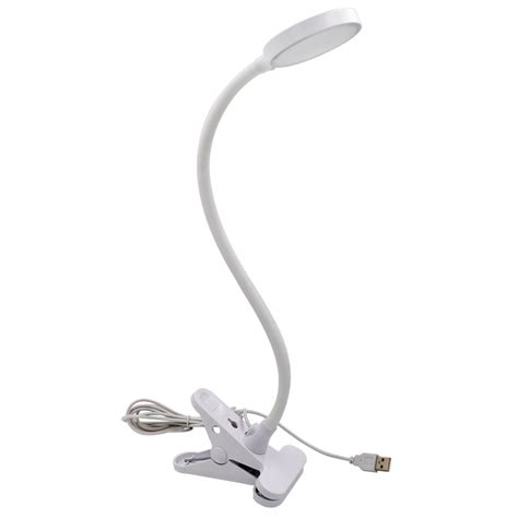 USB Operated White Clip On LED Table Light Touch LED Desk Reading Lamp Computer Light with ...