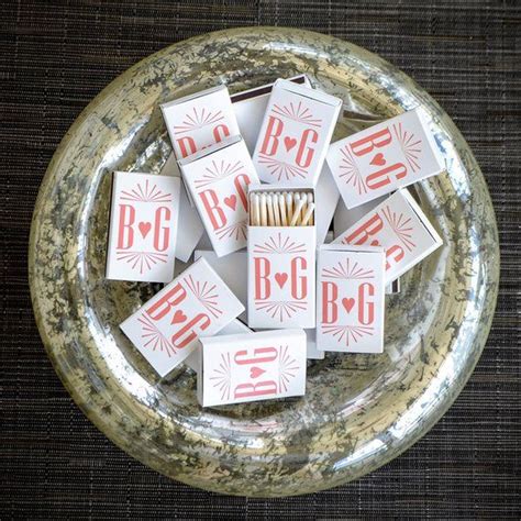 Contemporary Monogram Matches, Personalized Heart Monogram Matchbooks, Wedding Favor Matches ...