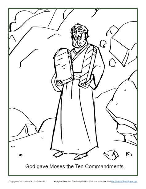 God Gave Moses the Ten Commandments Coloring Page