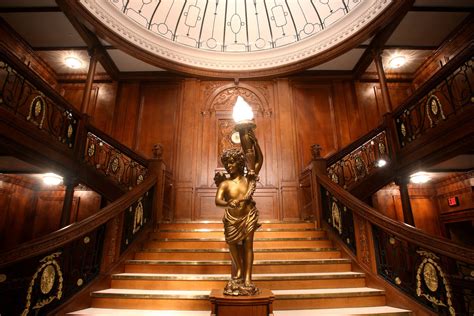 The Titanic’s Grand Staircase is shown at “Titanic: The Artifact Exhibition” at Luxor. (Premier