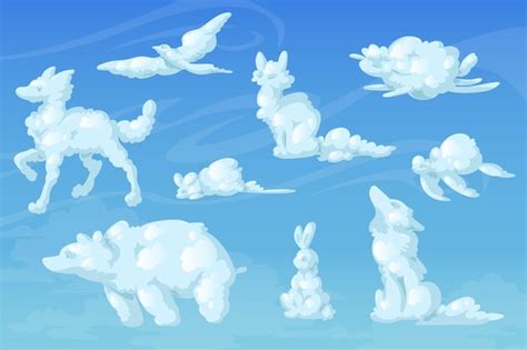 Free Vector | White clouds in shape of animals in sky