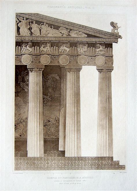 2 ~ PARTHENON TEMPLE COLUMNS Athens 1905 Classical Architecture Detail ...