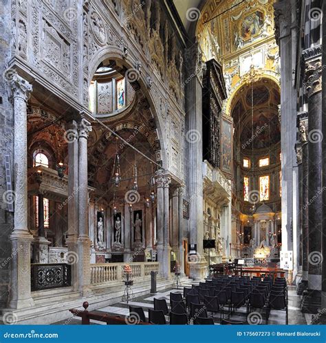 Genoa, Liguria / Italy - 2012/07/06: Interior of Genoa Cathedral Church ...