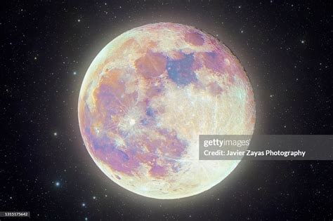 Full Moon Supermoon Pink Moon Against Stars Background High-Res Stock ...