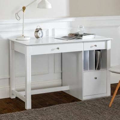 Walker Edison Furniture Company 48 in. White Rectangular 3 -Drawer Computer Desk with Keyboard ...