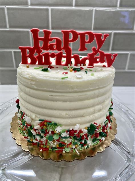 Christmas Birthday Cake Butter cream cake with sprinkles and fondant decorations. | Christmas ...