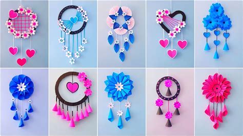 10 Quick Easy Paper Wall Hanging Ideas / Heart Flower Wall decor ...