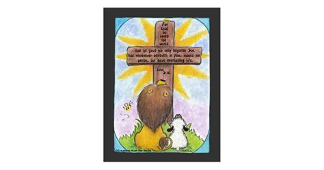 Lion and Lamb At the Cross Postcard | Zazzle