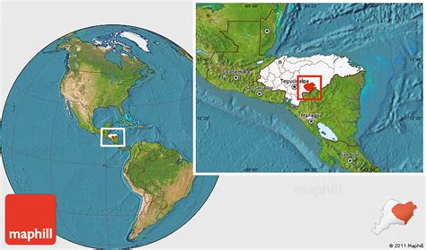 Satellite Location Map of Danli, highlighted country