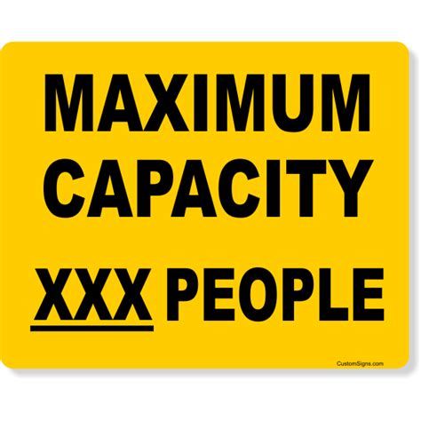 8" x 10" Yellow Custom Text Maximum Capacity Full Color Sign ...