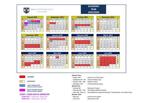 School Calendar - Brighton College Vietnam