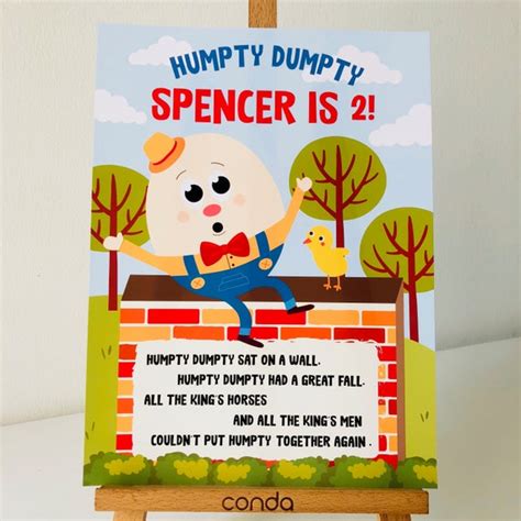 Humpty Dumpty Lyrics Poster Printable/ Humpty Dumpty Nursery | Etsy