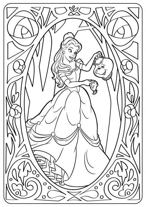 Printable Disney Belle PDF Coloring Pages