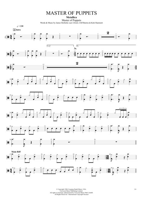 Tablature Master of Puppets de Metallica (Guitar Pro) - Full Score | mySongBook