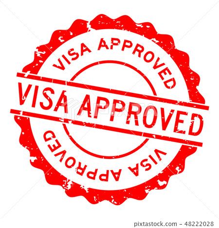 Grunge red visa approved word round rubber stamp - Stock Illustration [48222028] - PIXTA