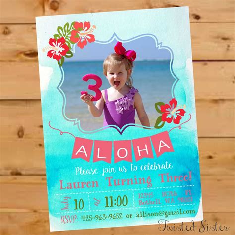 Luau Birthday Invitation Luau Birthday Party Summer Birthday - Etsy