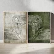 Green Abstract Wall Art, Retro Abstract Wall Art, Abstract Cut Outs, Large Green Print, Trendy ...