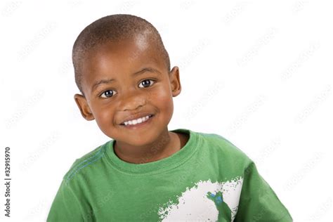 Cute happy 3 year old black boy smiling for the camera Stock Photo ...