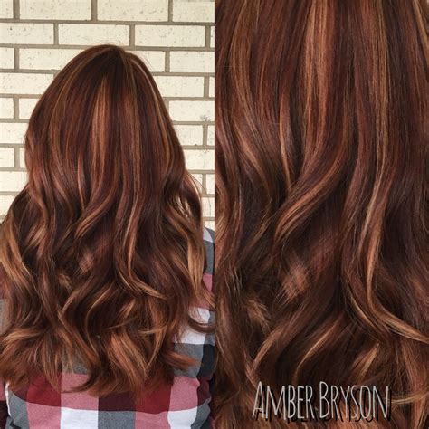 Cut and color by Amber bryson | Long auburn hair, Dyed hair, Hair styles