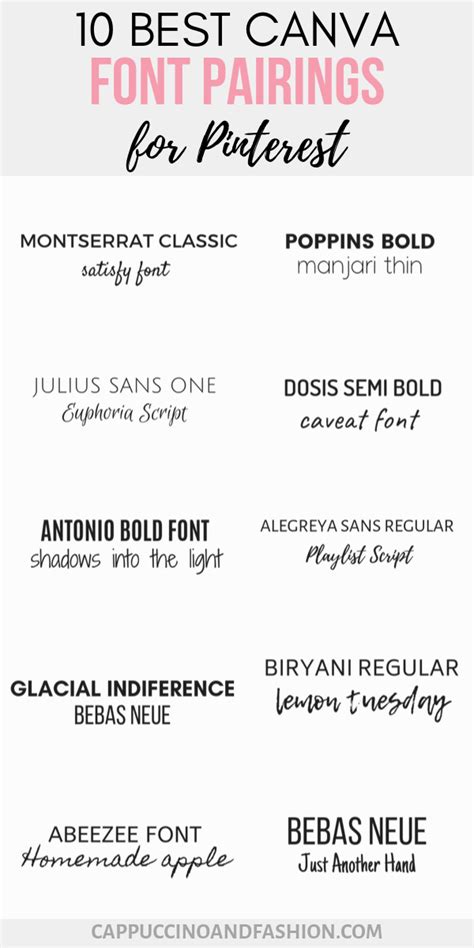 10 Best Canva Font Pairings - Free Pinterest Fonts | Canva tutorial, Graphic design tips, Cool fonts