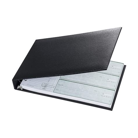 Premium Black PU Leather Business Check Binder 7 Ring 3 on a Page Checkbook Holder with zip seal ...