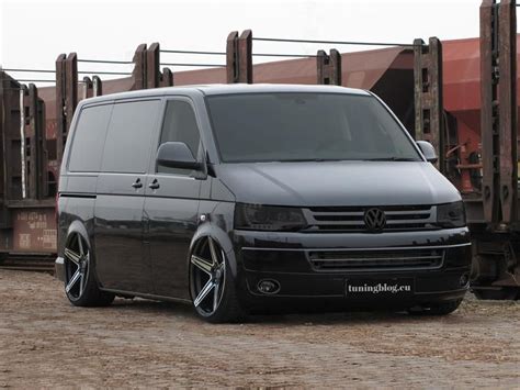 Deep black VW Transporter T5 bus by tuningblog.eu