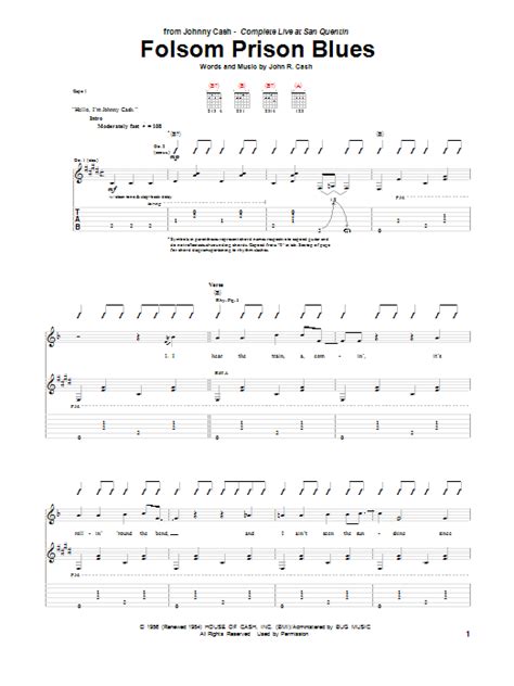 Folsom Prison Blues by Johnny Cash - Guitar Tab - Guitar Instructor