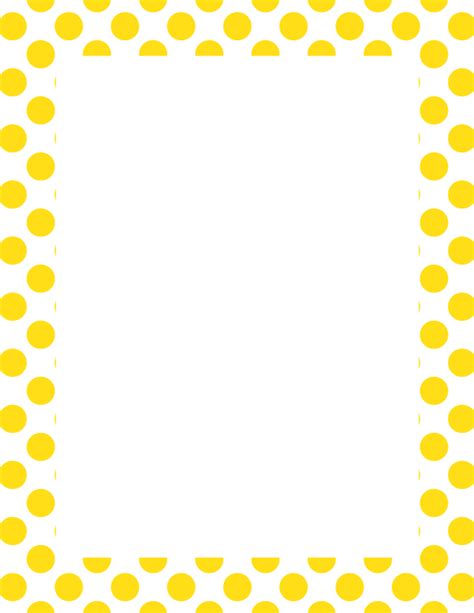 Printable Yellow on White Polka Dot Page Border