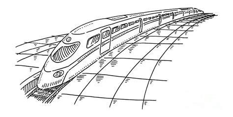 High Speed Train On Platform Drawing Drawing by Frank Ramspott - Pixels