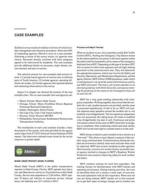 Chapter Five - Case Examples | Critical Incident Management and Clearance Practices for Rail ...