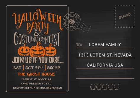 Halloween Party and Costume Contest Postcard Invitation Template 239660 Vector Art at Vecteezy